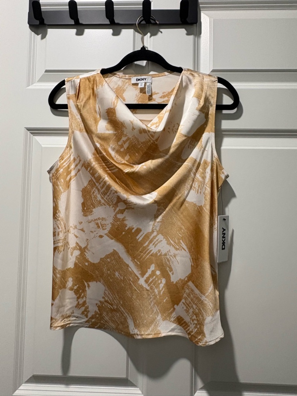 DKNY Gold & White Cowl Neck Satin Camisole